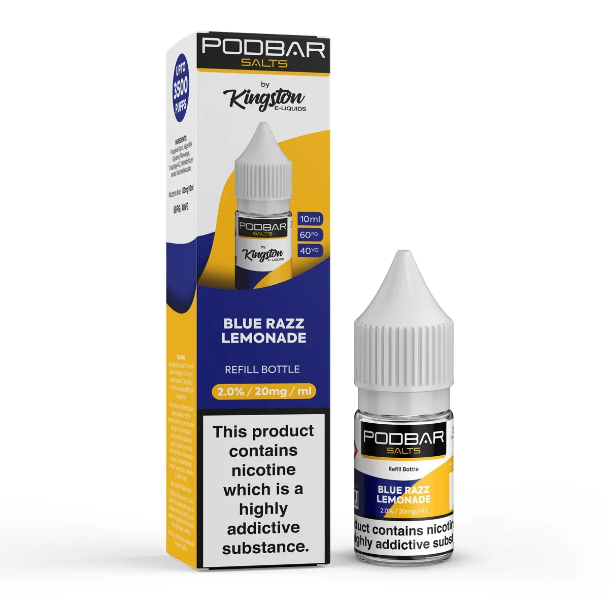 Blue Razz Lemonade Nic Salt E-Liquid by PodBar Salts by Kingston 10ml