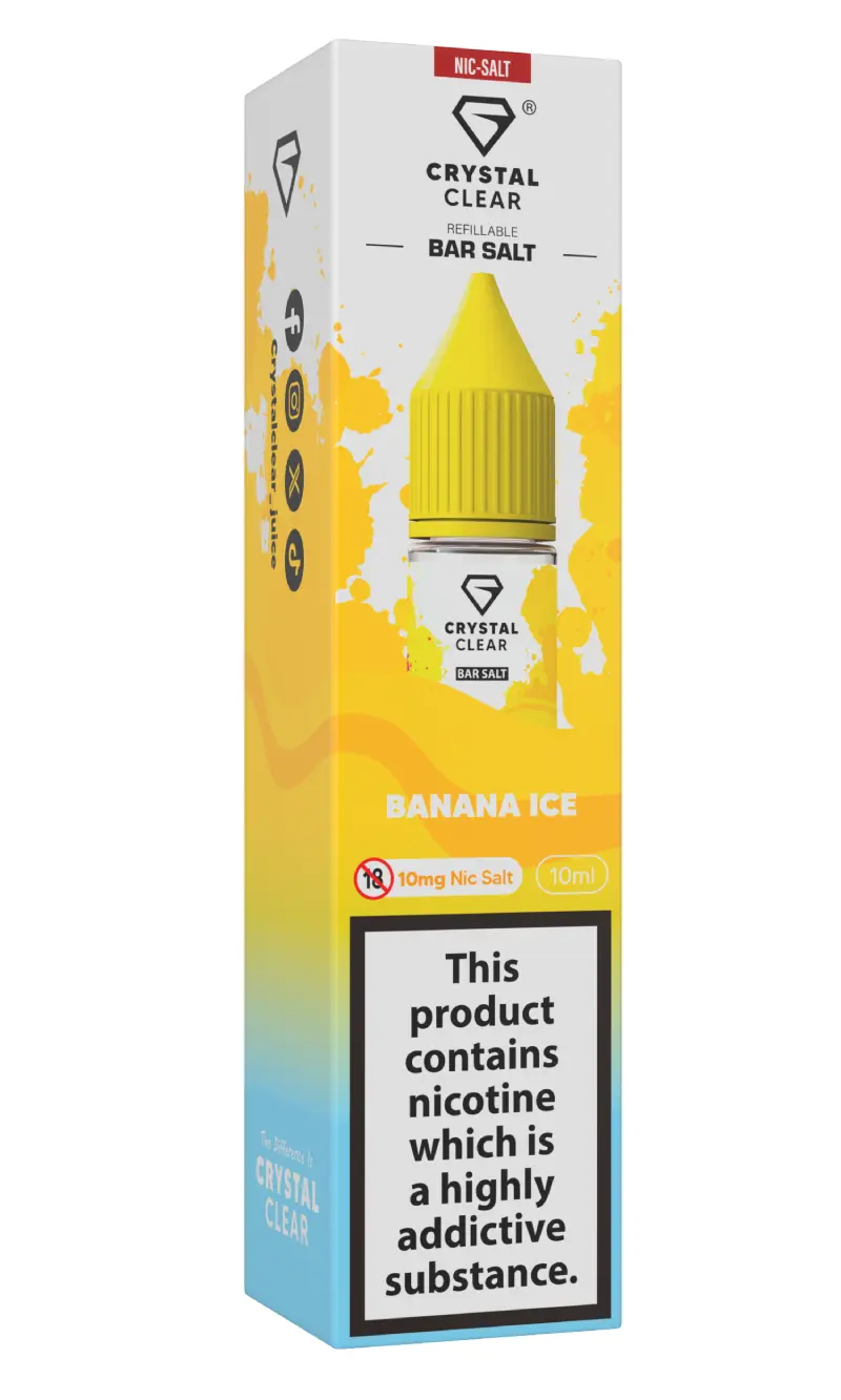 Banana Ice Nic Salt E-Liquid by Crystal Clear Bar Salts 10ml