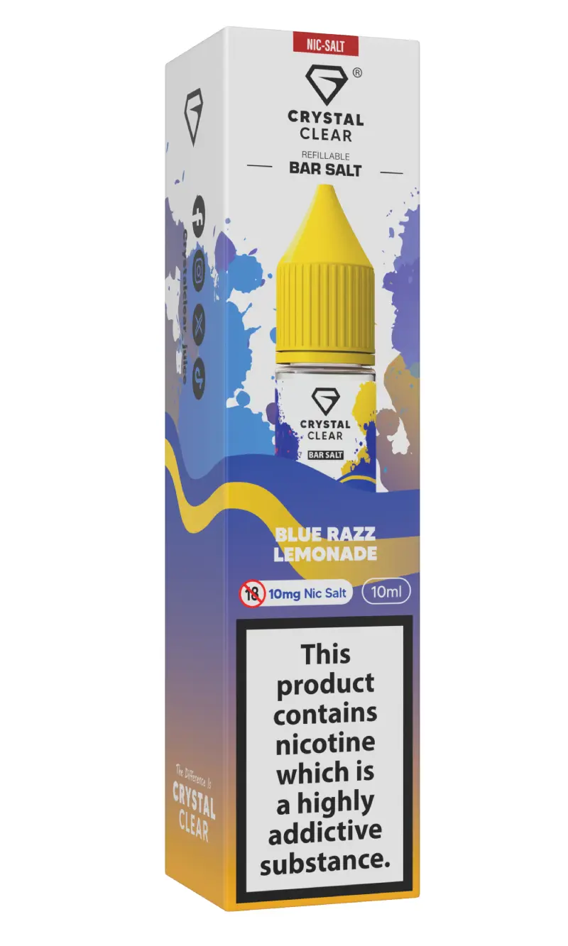 Blue Razz Lemonade Nic Salt E-Liquid by Crystal Clear Bar Salts 10ml