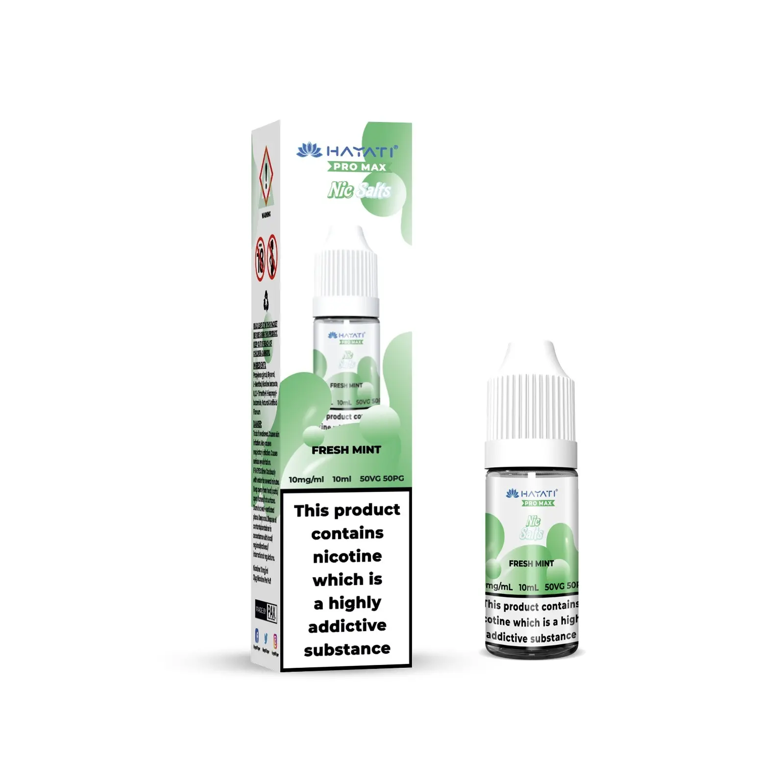 Fresh Mint Pro Max Shisha Nic Salt E-Liquid by Hayati 10ml